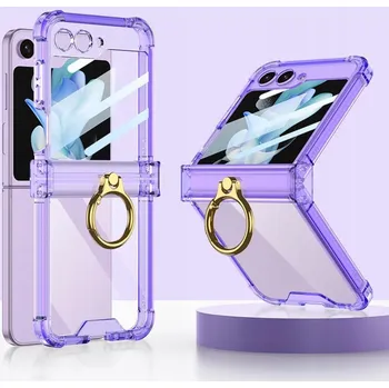 Pouzdro na mobilní telefon Pouzdro Zadní Kryt pro Samsung Galaxy Z Flip 5 Šedé s kroužkem Fialové