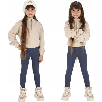 ZATEPLENÉ DÍVČÍ LEGÍNY BAVLNA DŽÍNOVÉ 92