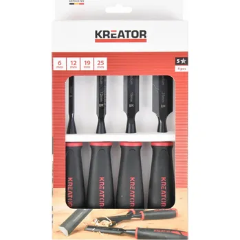 Dláto Sada dlát na dřevo s měkčenou rukojetí, 4 kusy, Kreator KRTH23709