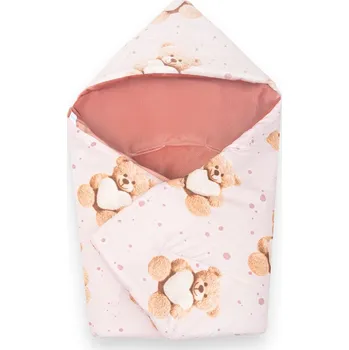 Zavinovačka Zateplená zavinovačka do autosedačky New Baby Love Teddy Bear pink