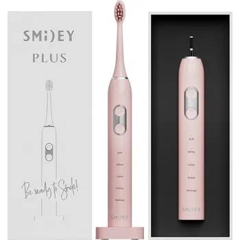 Elektrický zubní kartáček Sonický kartáček Smiley Plus růžový, akumulátorový, 5 režimů, voděodolný