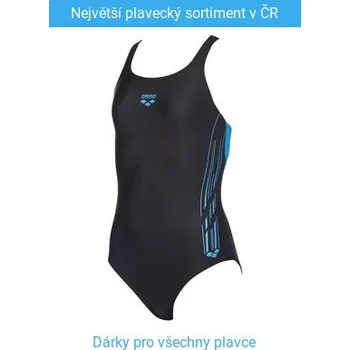 Dívčí plavky Arena Stamp Swim Pro Back One Piece Junior Black/Turquoise 22