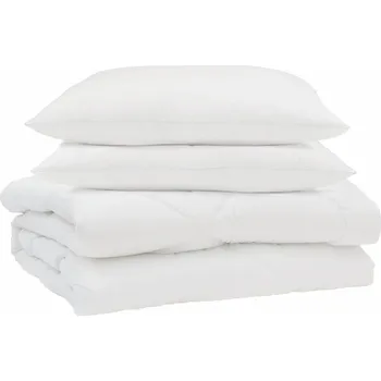 přikrývka vidaXL Letní přikrývka s polštářem 3 pcs Bílá Mikrovlákno [3377281]