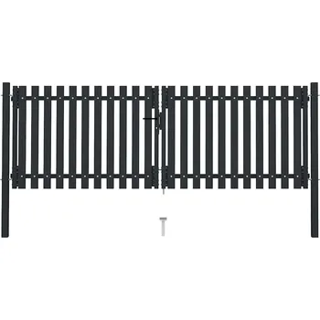 brána vidaXL Dvoukřídlé plotové brány s ocelovými dveřmi 300 x 75 cm antracitové [146350]