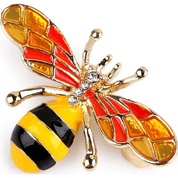 Módní doplněk Brož s broušenými kamínky včela - 3 žlutá