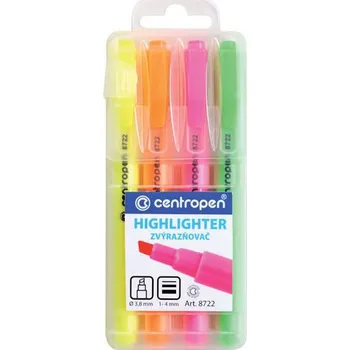 Zvýrazňovač Centropen HIGHLIGHTER 8722 / sada 4 ks