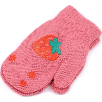 Rukavice Dětské pletené rukavice palčáky, střední, 18 růžová jahoda