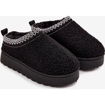 Dívčí sněhule Dětské/módní sněhule s kožíškem typu beránek Selathiel – černé Velikost: 36