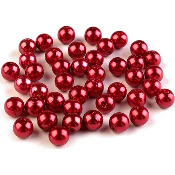 Dětské navlékací korálky Plastové voskové korálky / perly Glance Ø8 mm, malé, F80 červená