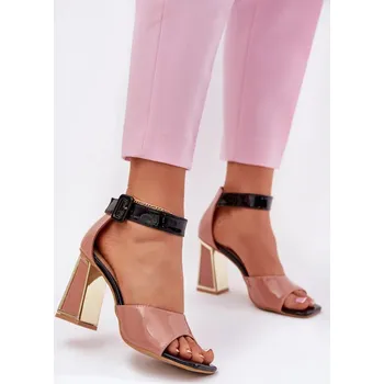 Dámské sandále Dámské lakované sandály na sloupku Růžové Vinceza 20266 Velikost: 38