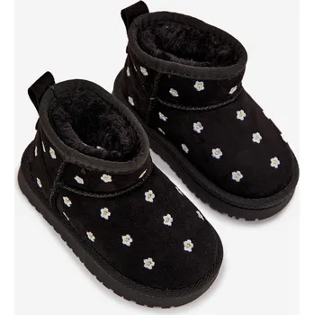 Dívčí sněhule Dětské sněhule s květinovým motivem Gracina – černé Velikost: 30