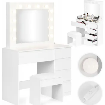 Ložnice Velký kosmetický toaletní stolek se zrcadlem a LED osvětlením - ModernHome MRDT10-MW