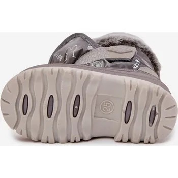 Dívčí sněhule Dětské sněhule s kožíškem na suchý zip Lee Cooper – šedé Velikost: 27