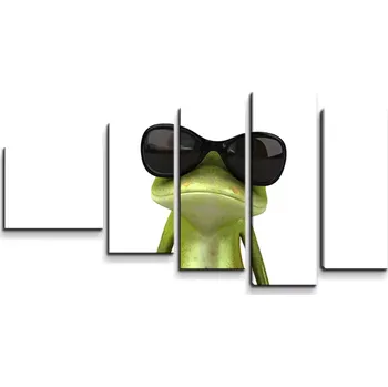 Obraz Sablio Obraz - 5-dílný Žába v brýlích - 100x60 cm