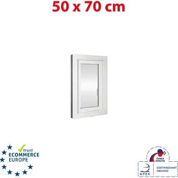 Okno Plastové okno 50x70 cm (500x700mm) otevíravé i sklopné pravé bílé TROJSKLO Trocal