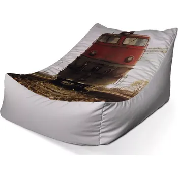 Sedací pytel Sablio Sedací vak Lounge Červený vlak na kolejích - 80 x 95 x 50 cm