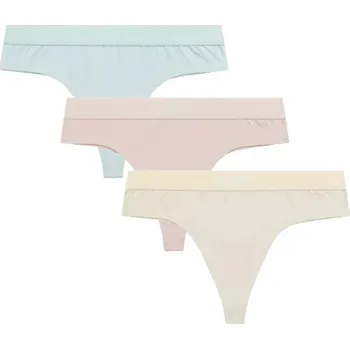 Kalhotky Tanga Atlantic 3Clp-013 Thongs A'3 S-Xl L béžová-vanilková-modrá