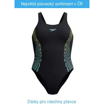 Dámské plavky Speedo Placement Muscleback Hyper Yellow/Blue M - UK34