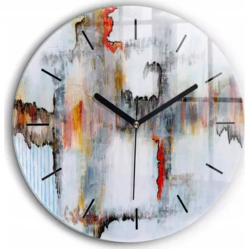Hodiny Čtvercové Skleněné Nástěnné Hodiny se Stylovým Potiskem Abstrakce fi60 cm