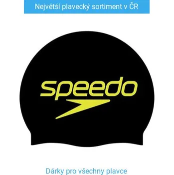 Plavecká čepice Speedo Slogan Print Cap Black Stacked Logo Žluto/černá