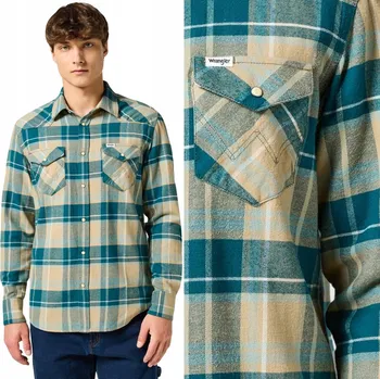 Pánská košile Wrangler pánská košile FLANNEL WESTERN SHIRT s dlouhým rukávem, klasický střih, bavlna, velikost S