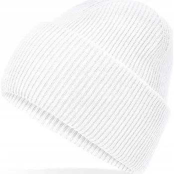 Čepice TEPLÁ ZIMNÍ ČEPICE BEANIE VELMI MĚKKÁ OHRNOVACÍ DVOUVRSTVÁ BÍLÁ