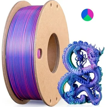 Filament na 3D tisk 1,75 mm Tříbarevný PLA hedvábný vzhled Světle modrá růžová zelená Lesklý hladký povrch 250 g