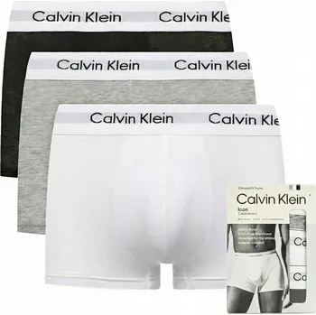 Slipy Calvin Klein pánské boxerky 3-balení bavlna černá bílá šedá 2XL