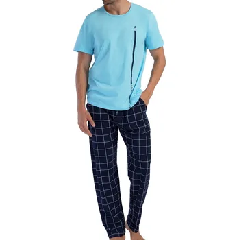 Pánské pyžamo Světle modré a tmavě modré i kostkované pyžamo pro muže LOST MiNDS 1P1686 modrá s