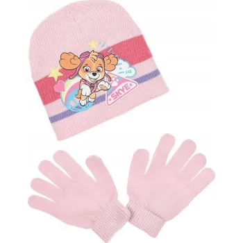 Čepice Sada Čepice a rukavic Tlapková patrola, Sky 7701 SVĚTLE RŮŽOVÁ VEL. 54