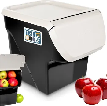 Dóza na potraviny Nádoba na zeleninu/ovoce Orion 730510-P 13 l, černo-bílá