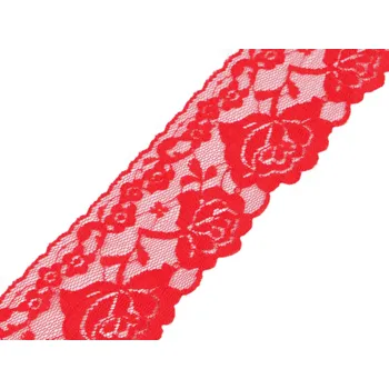 Krajka Silonová krajka šíře 70 mm, střední, 2 červená