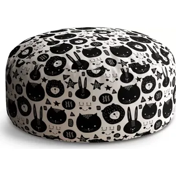 Taburet Sablio Taburet Circle Kočička a medvěd: 38x48 cm