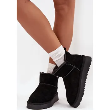 Dívčí obuv Sněhule z přírodního semiše Vinceza – černé Velikost: 41