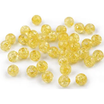 Korálek Plastové korálky kraklované Ø8 mm, malé, 27 (30) žlutá světlá mat