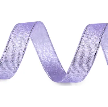 Stuha Brokátová stuha s lurexem šíře 15 mm vánoční, velké, 5 C021 fialová lila