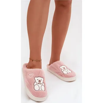 Dámské polobotky Kožešinové pantofle s medvědem růžové Noralie 38/39