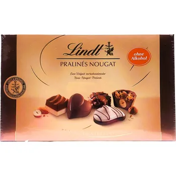 Čokoláda LINDT PRALINÉS NOUGAT - jemné pralinky z nugátové čokoládou - 7druhů pralinek - 125g