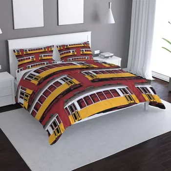 Povlečení Sablio Povlečení Lisabonské historické tramvaje Červený Pattern - 140x200 / 90x70