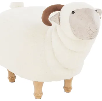 Taburet Taburet ve tvaru beránka, bílá / přírodní, VISALI