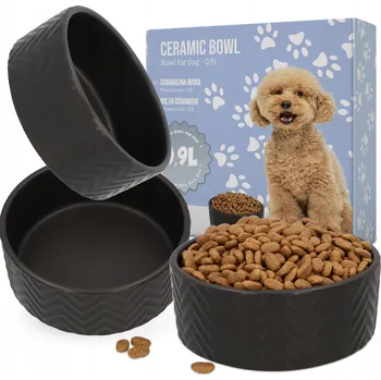 Miska pro psa KERAMICKÁ MISKA pro Psa 0,9l MISKA pro ŠTĚNĚ na VODU STABILNÍ ČERNÁ MO 8K