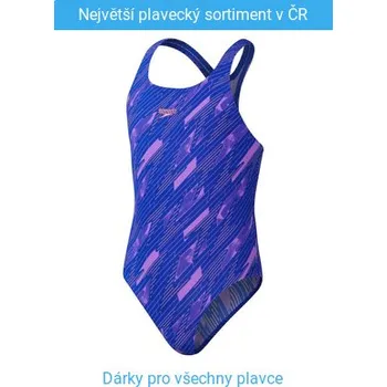 Dívčí plavky Speedo Hyperboom Allover Medalist Girls True Cobalt/Sweet Purple/Disco Peach 116cm