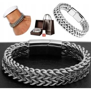 Obraz GRUBA Bransoletka Męska Elegancka Srebrna pro muže a chlapce