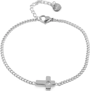 Náramek Náramek z nerezové oceli křížek - stříbrná