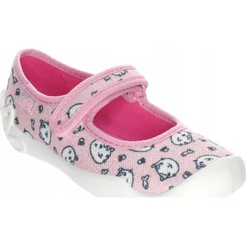 Dívčí obuv Befado dětské papuče na suchý zip růžové, velikost 26