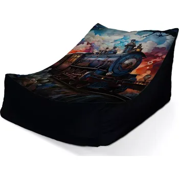 Sedací pytel Sablio Sedací vak Lounge Parní lokomotiva v kouzelné krajině - 80 x 95 x 50 cm