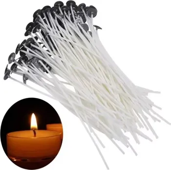 Lampový knot Knoty s plíškem voskované - 10ks (Knoty s plíškem - Délky 2,5 až 20cm, knot průměr 2mm)