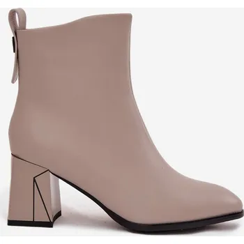 Dámská obuv Dámské zateplené kotníkové boty na sloupku z pravé kůže – šedé Vinceza Velikost: 38