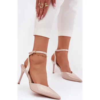 Dámské lodičky Lakované lodičky s odhalenou patou béžové Laretta 37