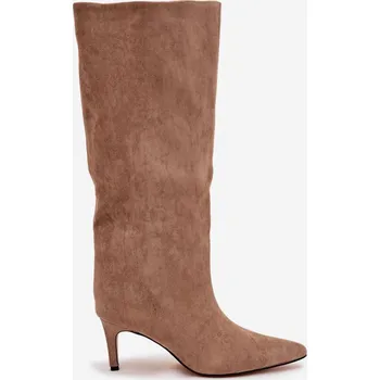 Dámská obuv Dámské nazouvací kozačky na jehlovém podpatku Olivienne – béžové Velikost: 38